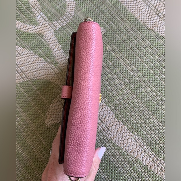 Michael Kors Mott Leather Phone Crossbody Shoulder Bag Sunset Peach/Pink - Picture 6 of 14